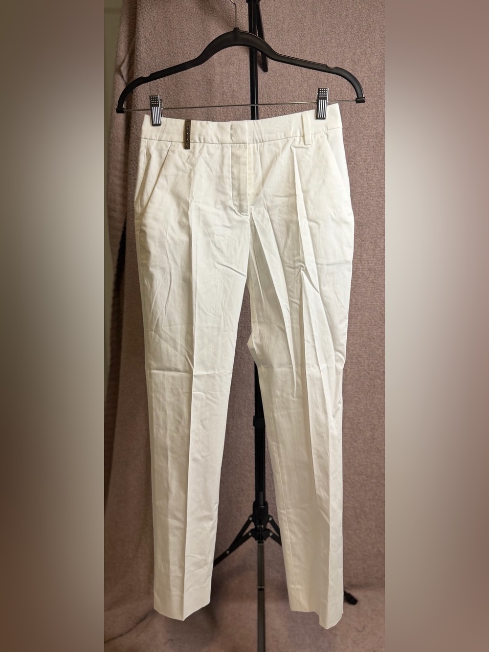 Peserico White Cotton Tailored Straight Leg Pants IT 38 US 2 Made Italy
